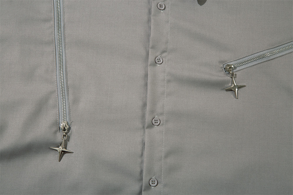 Irregular Zipper Decorations Long Sleeve Shirt