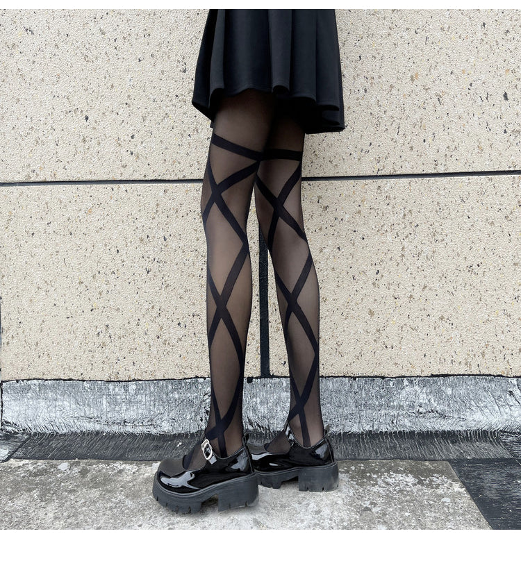Women's Simple Solid Color Cross-tie Rompers Socks