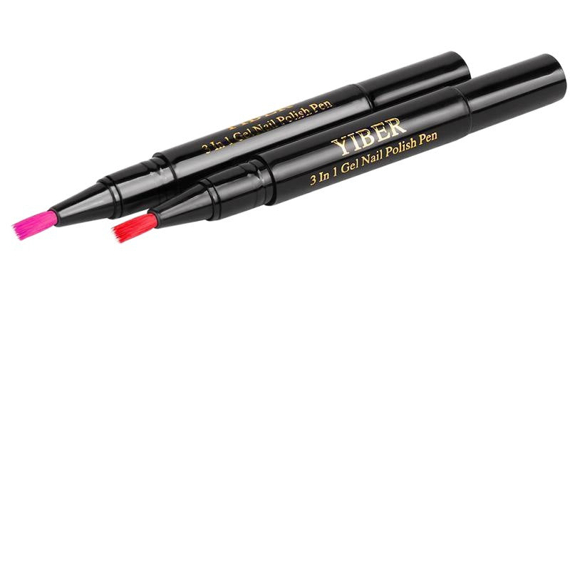 5pcs Nail Polish Pen 3 In 1 One Step Glue Pen Multicolor