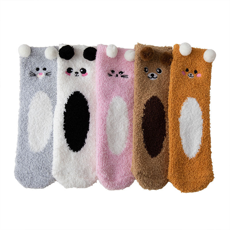 Coral Fleece Warm Socks Women's Cartoon Thickening