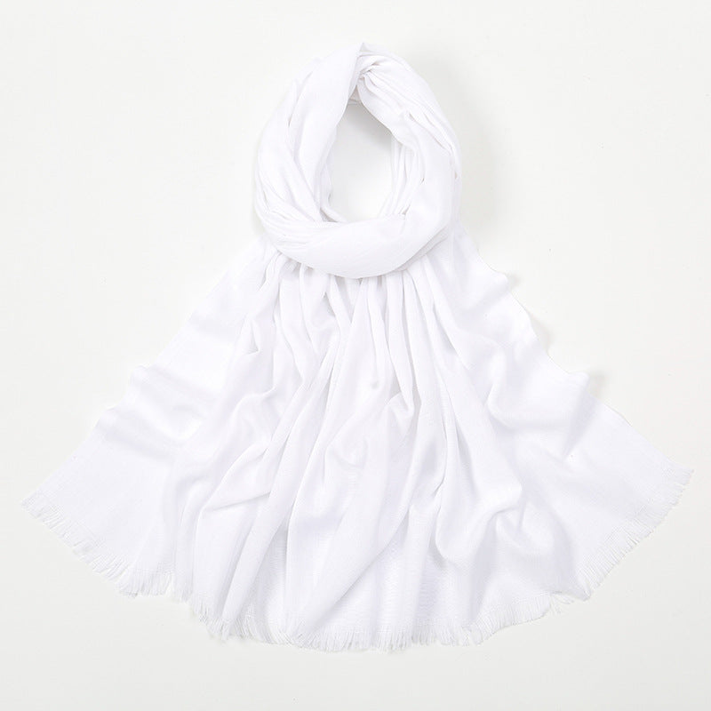 Flat Slub Cotton Solid Color Scarf Breathable Monochrome