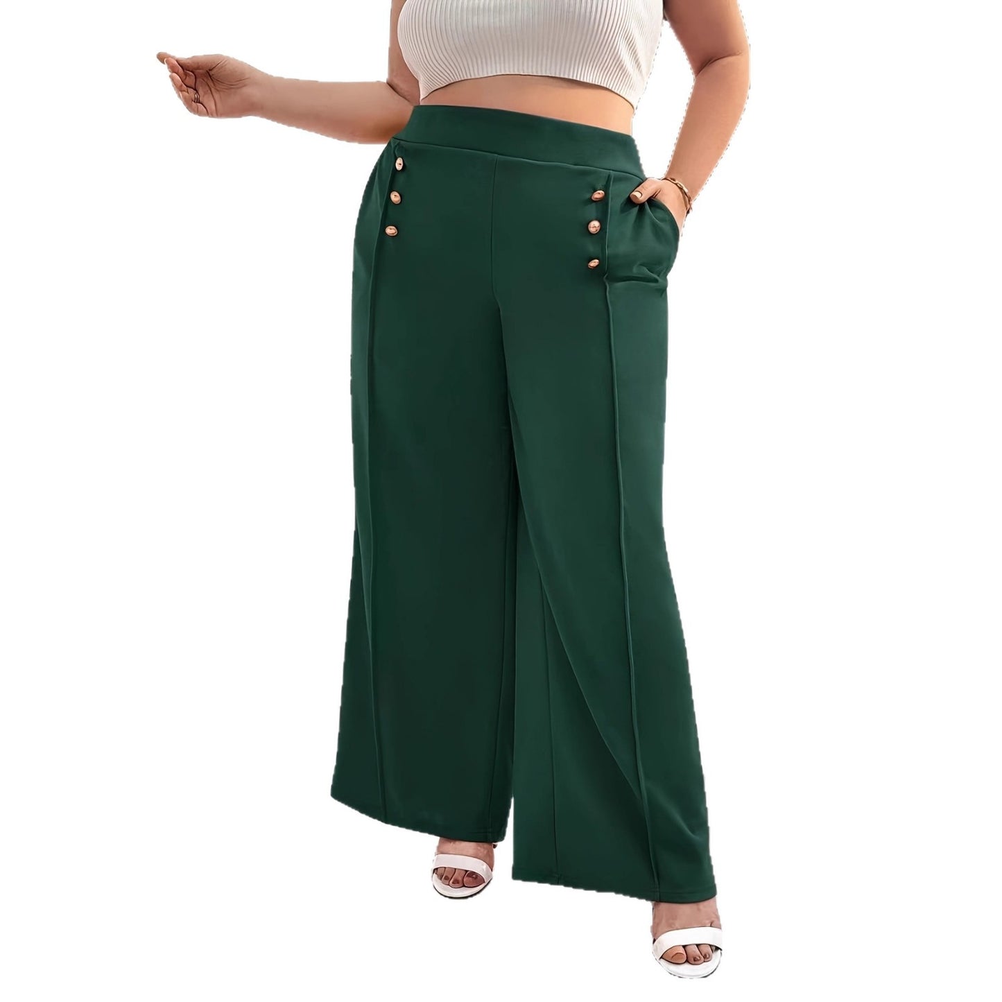 Green Draping Design Featuring Button Details And Pockets