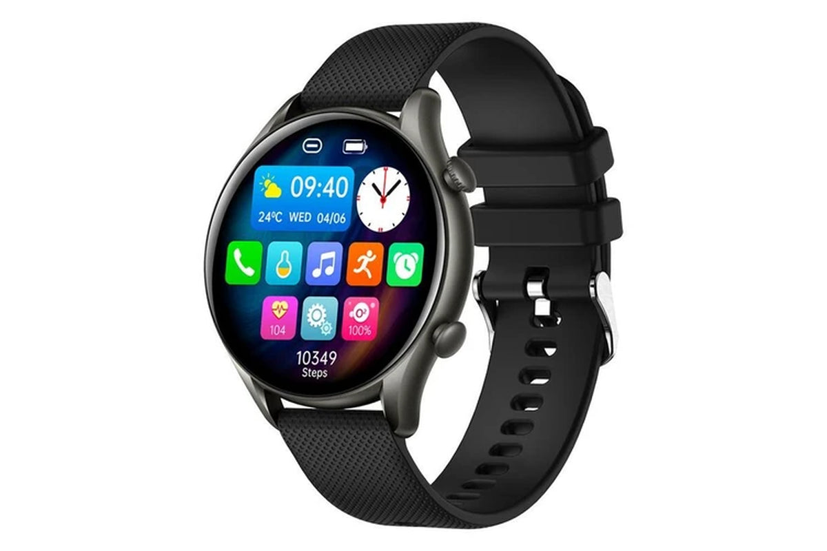New 360*360 HD 1.32 Inch Screen Ladies Smart Watches Bluetooth Call Lady Sport Heart Rate Blood Oxygen Women Smartwatch+Box - Black