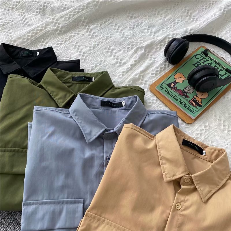 Hong Kong Style Loose Men's Summer Short Sleeve Shirt Overalls