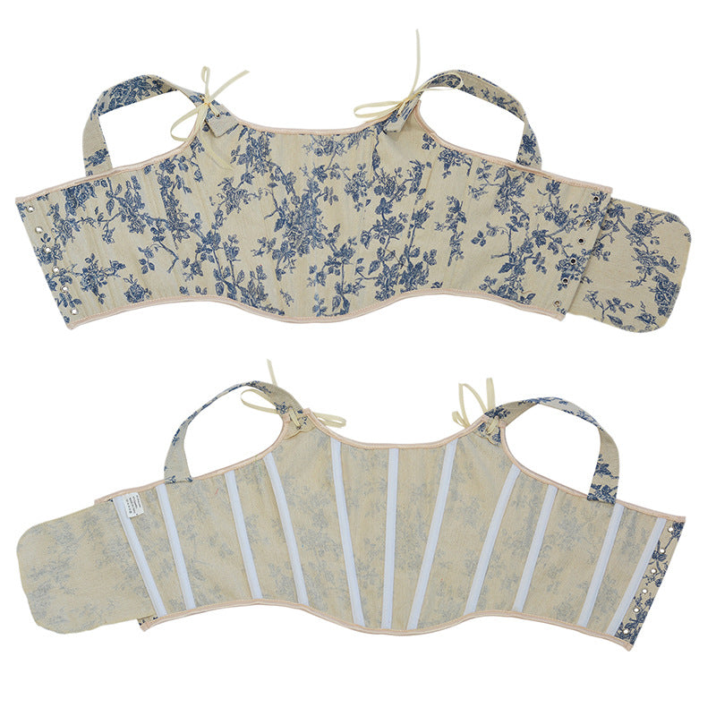 Fransk Orchid Print Stroptop Korset Crop Top