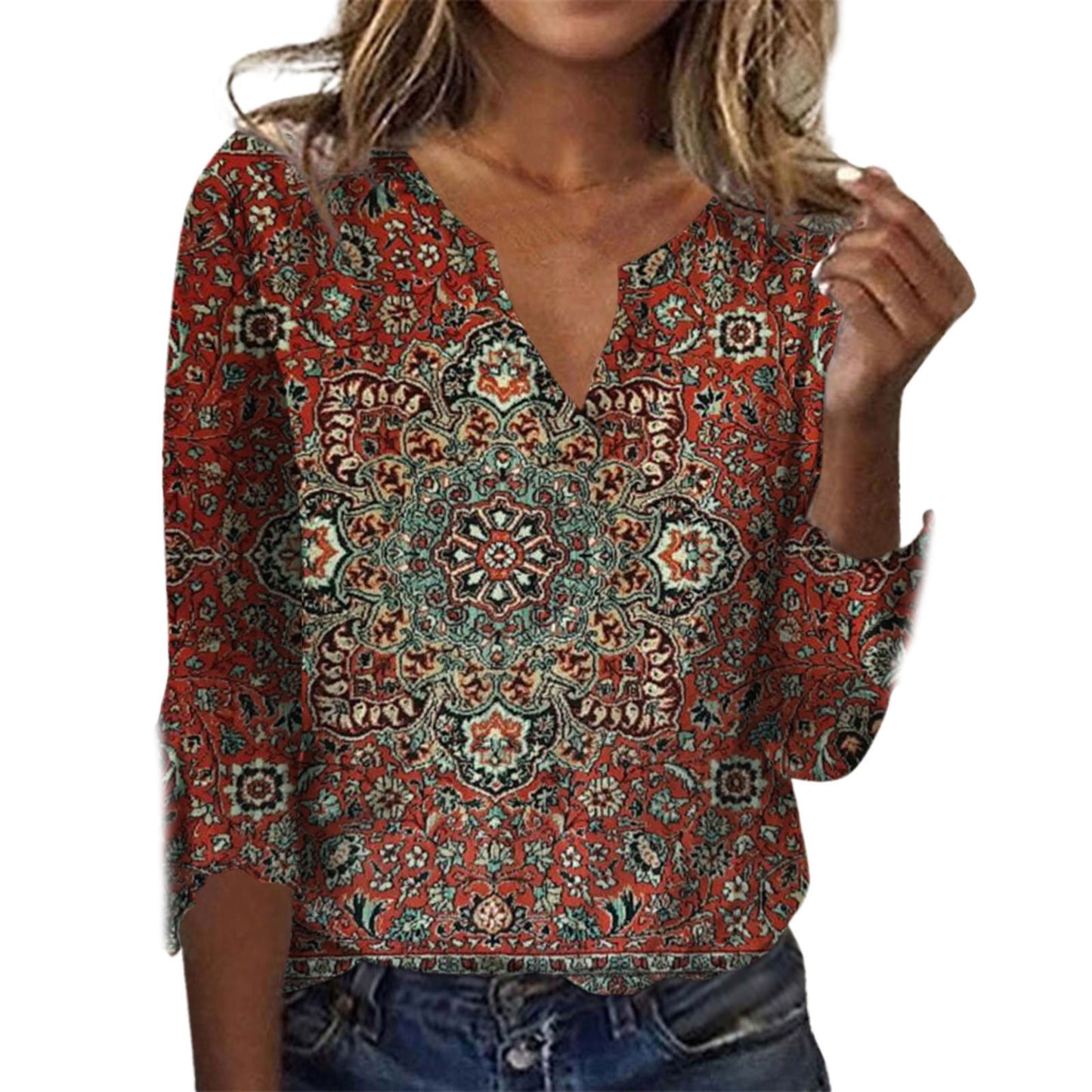 Summer Women's Fashion Gradient Printing Loose T-shit