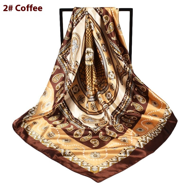 Minimalist Pattern Satin Kerchief Cashew Nut Silk Towel