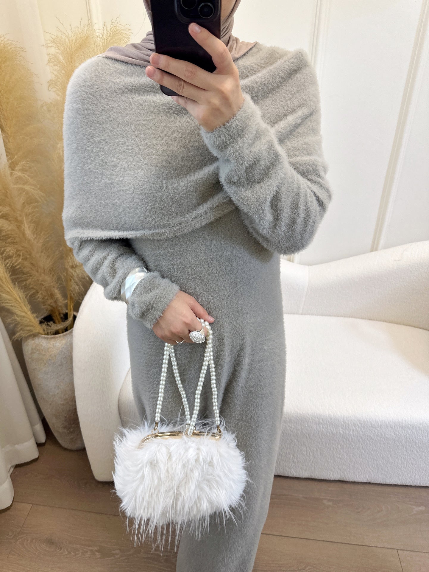 Solid Color Slim-fit Shawl Two-piece Sweater