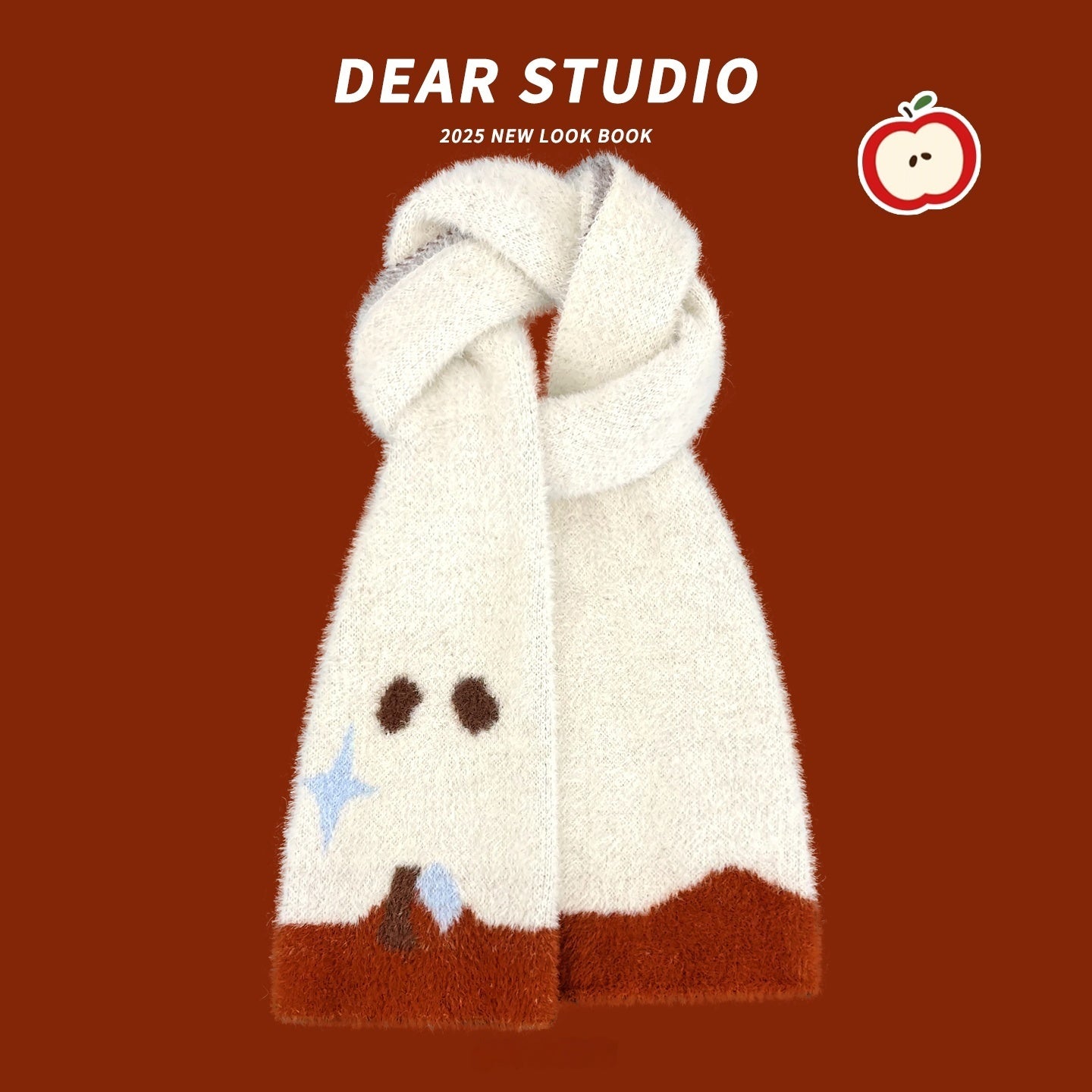 Hand-knitted Coral Fleece Snowman Scarf For Women