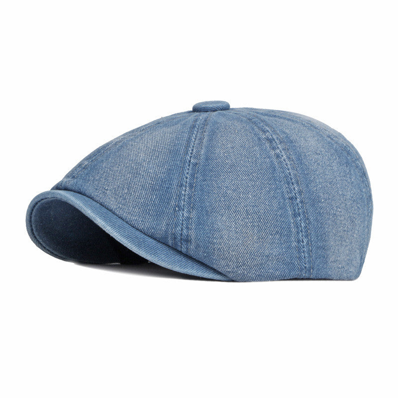 New Washed Denim Octagonal Hat For Women