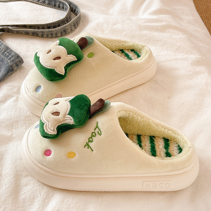 Velvet Thermal Non-slip Cotton Slippers Women