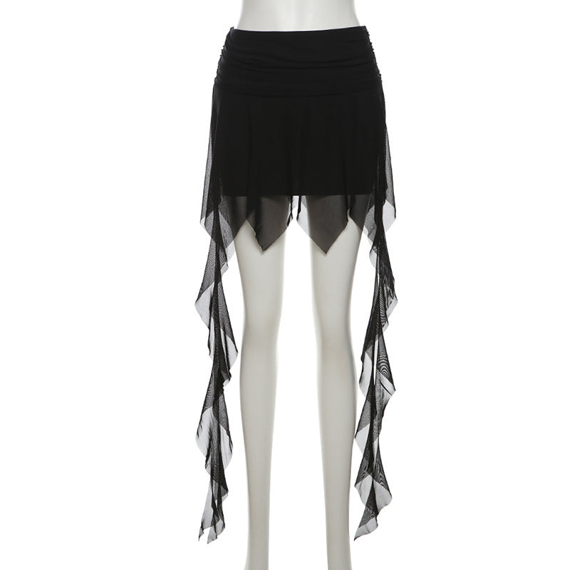 Women's Solid Color Slim Street High Waist Voile A- Line Skirt