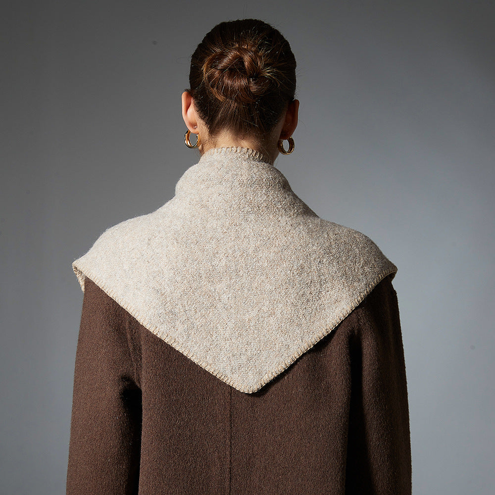 Autumn And Winter Clip Flower Wool Knitted Triangular Binder Shawl Scarf