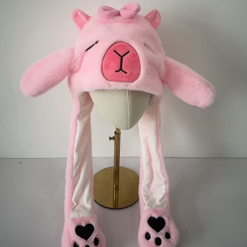 Cartoon Warm Performance Hat With Moving Ears