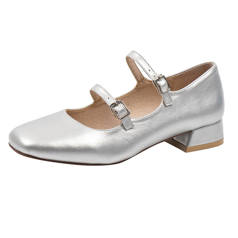 Real Soft Leather Rubber Women's Mary Jane Shoes