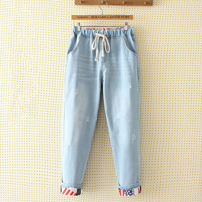 Large Size Loose Fit Trousers With Holes And Small Feet