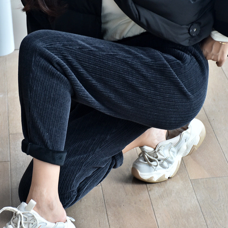 Fashion Women's Thick Warm Mink Velvet Trousers