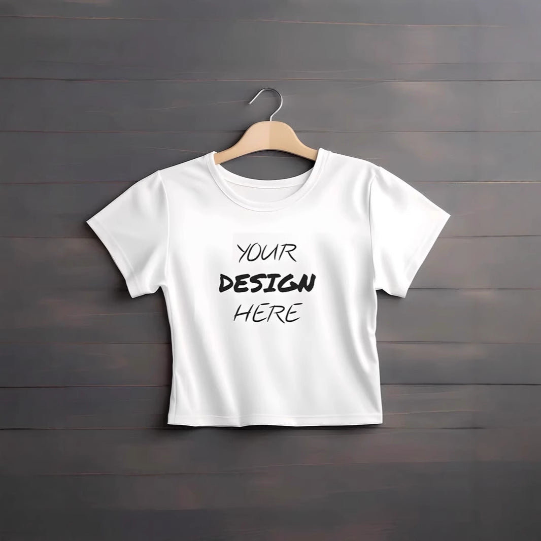 Womens Cropped Short-sleeve T-shirt Top