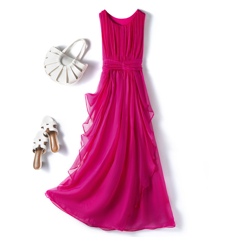 Temperament  Silk Vest Long Skirt