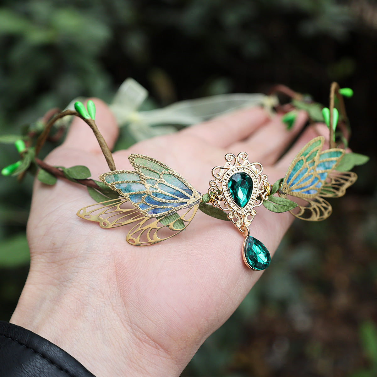 Mori Fairy Style Green Butterfly Wings Headband Elf Headband