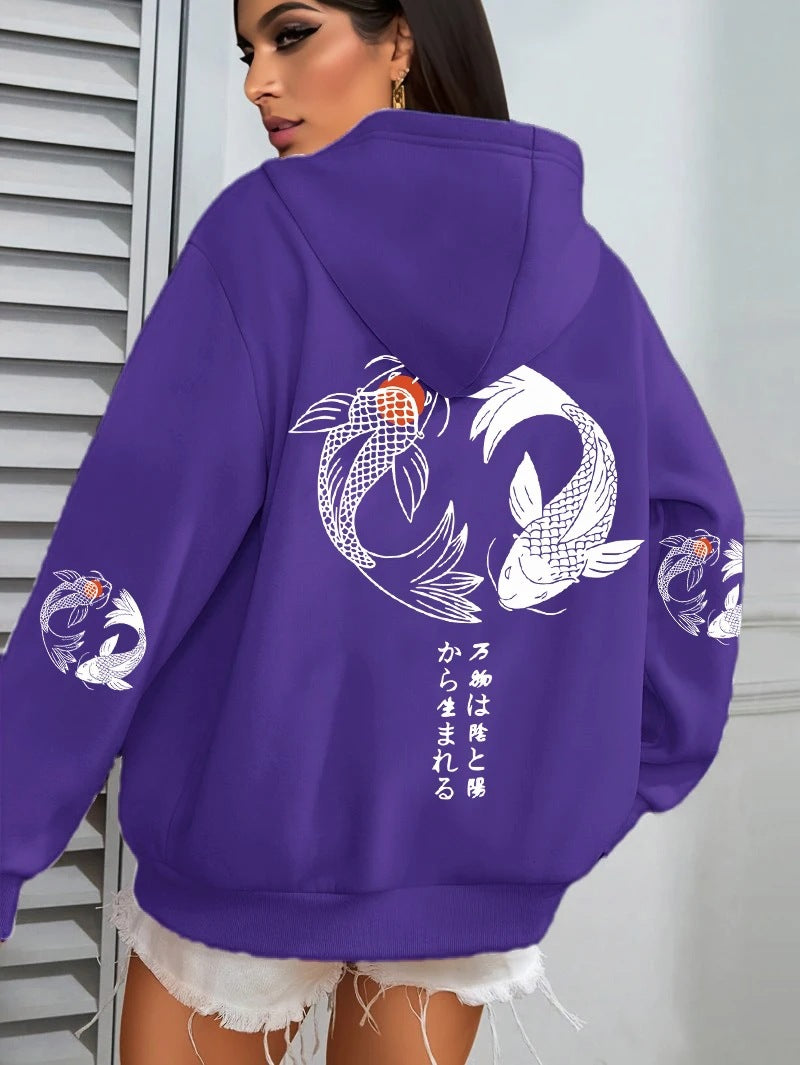 Harajuku Illustration-Print Womens Japanese Mallow Sweatshirt