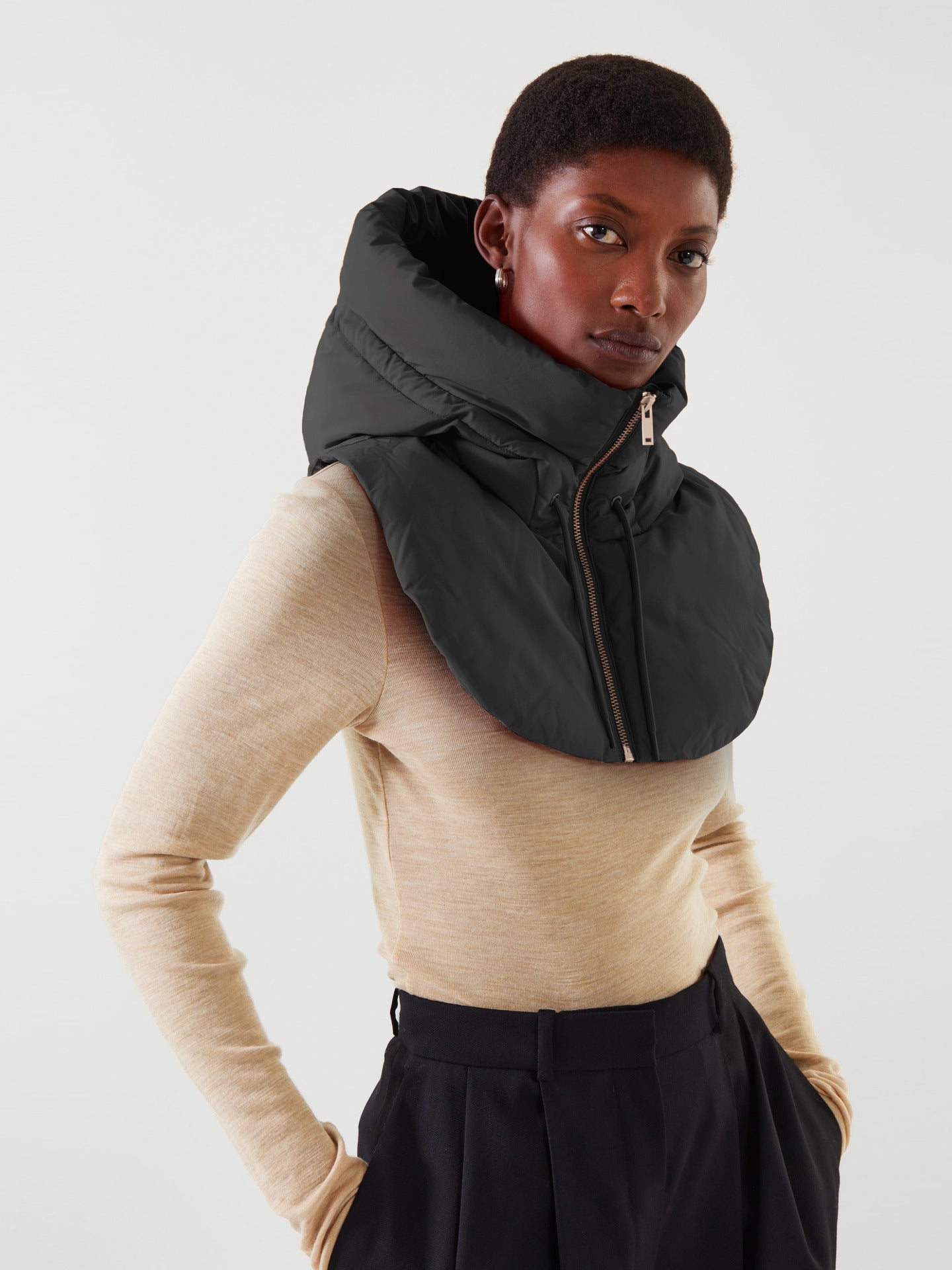 Women's Versatile Hooded False Collar Vest