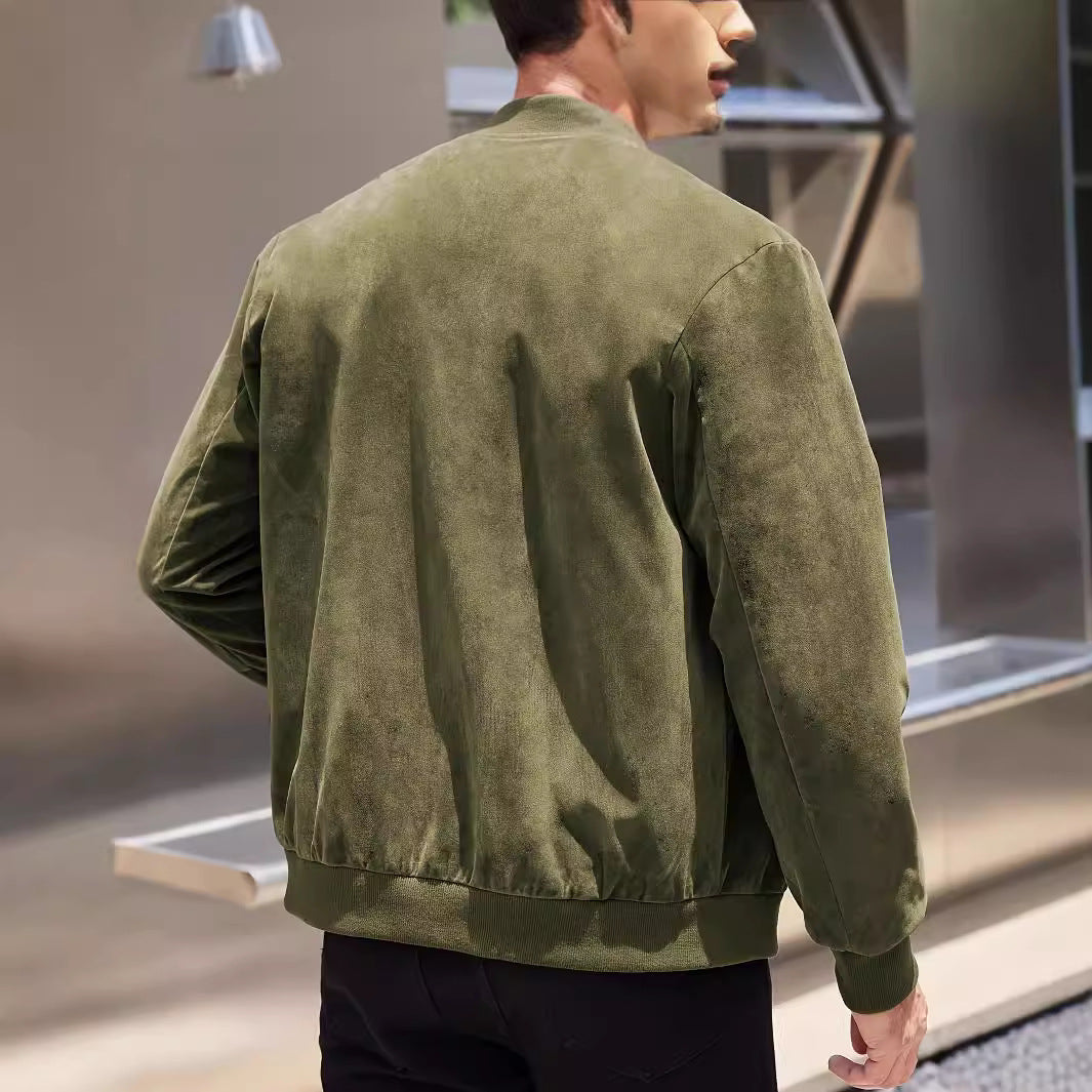 European And American Leisure Suede Solid Color Coat