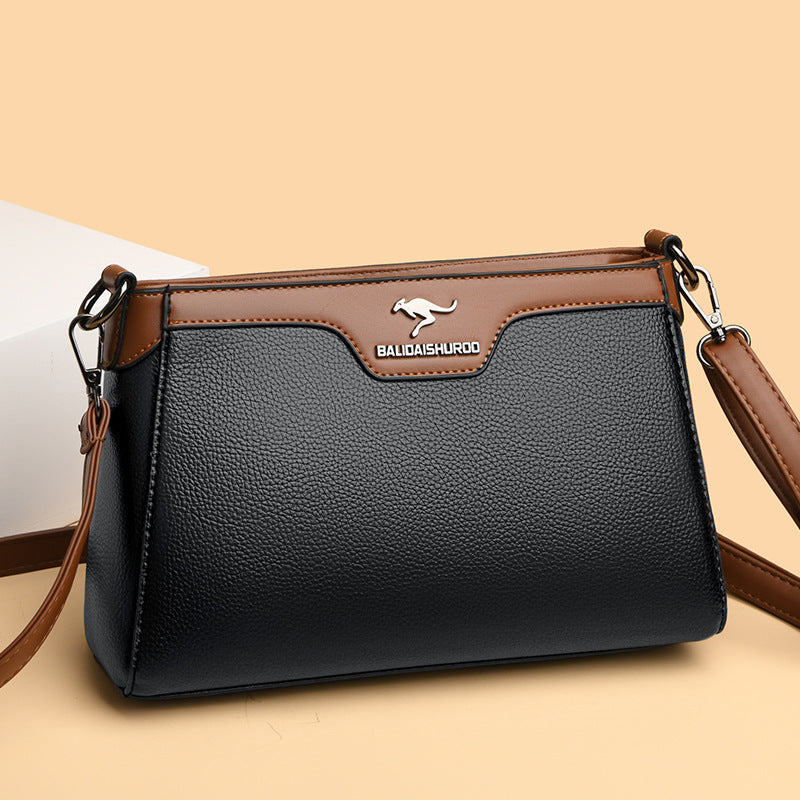 One Shoulder Blød Læder Lille Firkantet Syning Kvinder Crossbody Taske