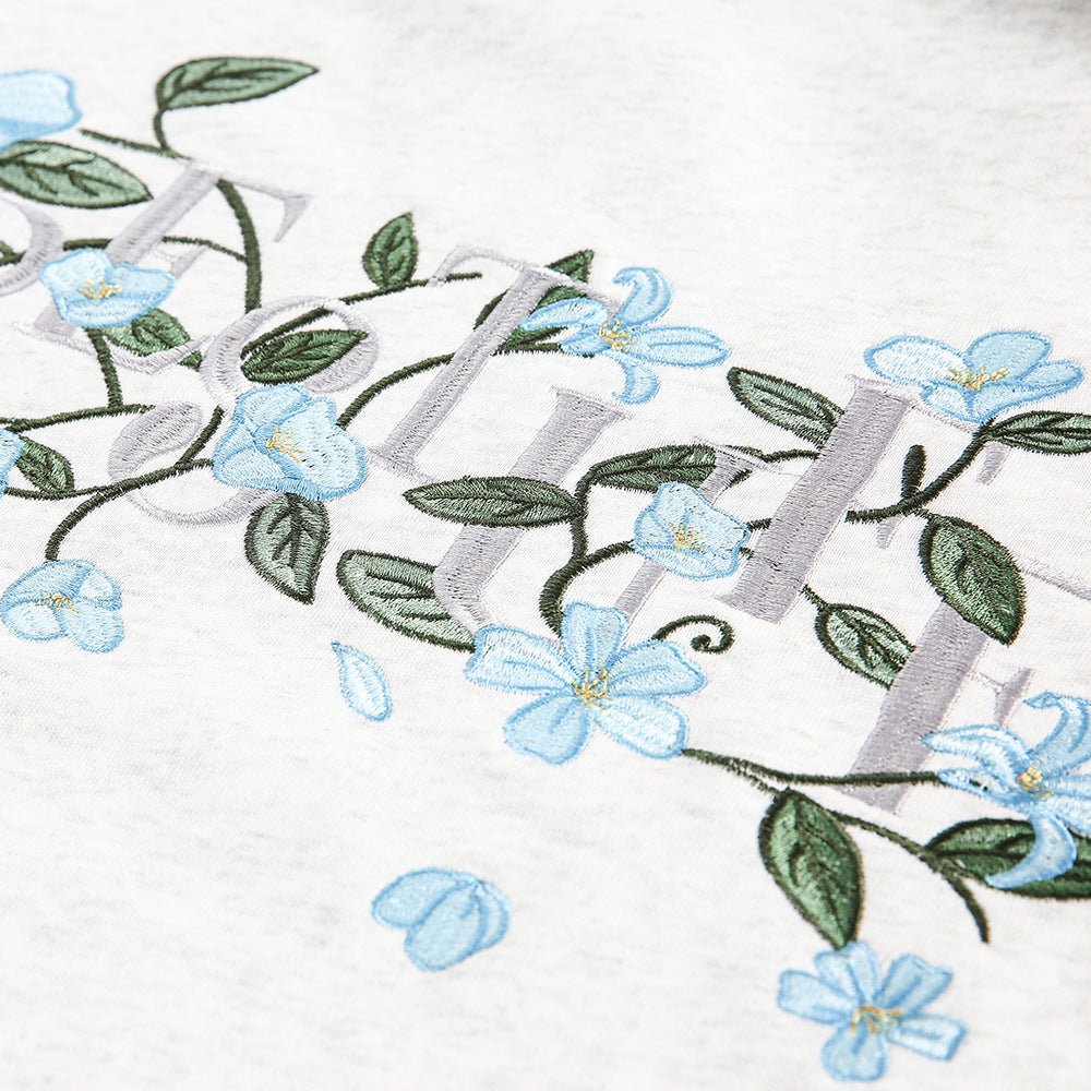 Small Floral Vine Embroidery Hooded Loose Coat