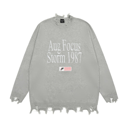 Embroidered Letter Sweater Top Lazy Casual