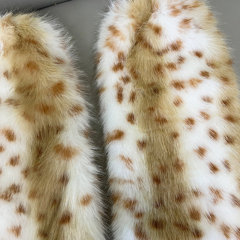 Leopard-print Faux Fur Leg Warmers With Furry Cuffs And Foot Coverings