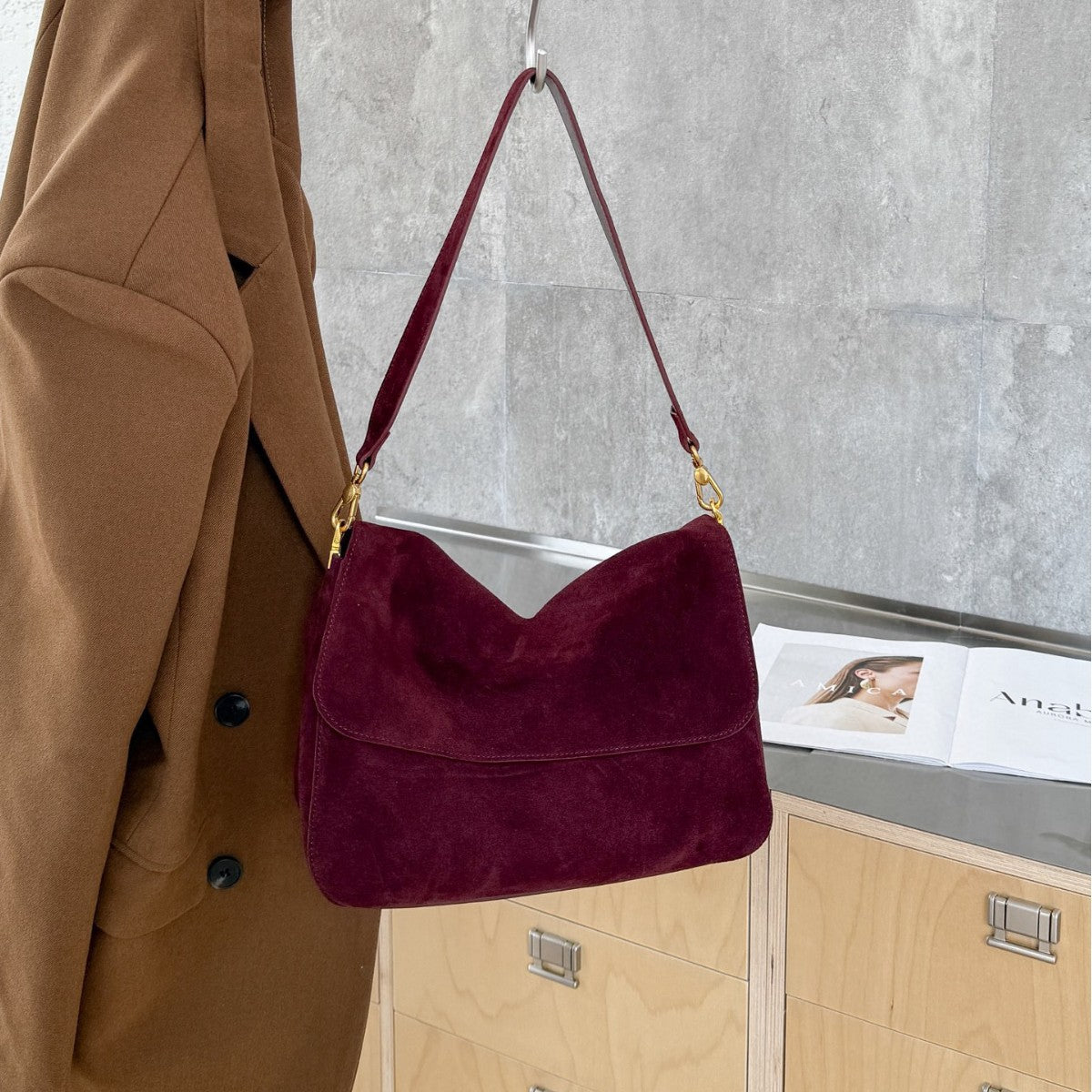 Fragrant Consort Velvet Womens Genuine Leather Shoulder Crossbody Bag