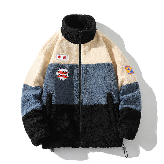 Autumn Loose Casual Patch Decoration Berber Fleece Coat