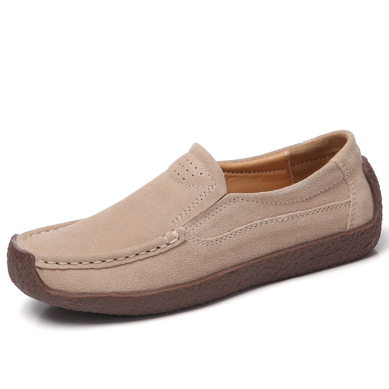 Mode loafers med rund tå afslappede alsidige ensfarvede flade sko slip-on hyggelige sko