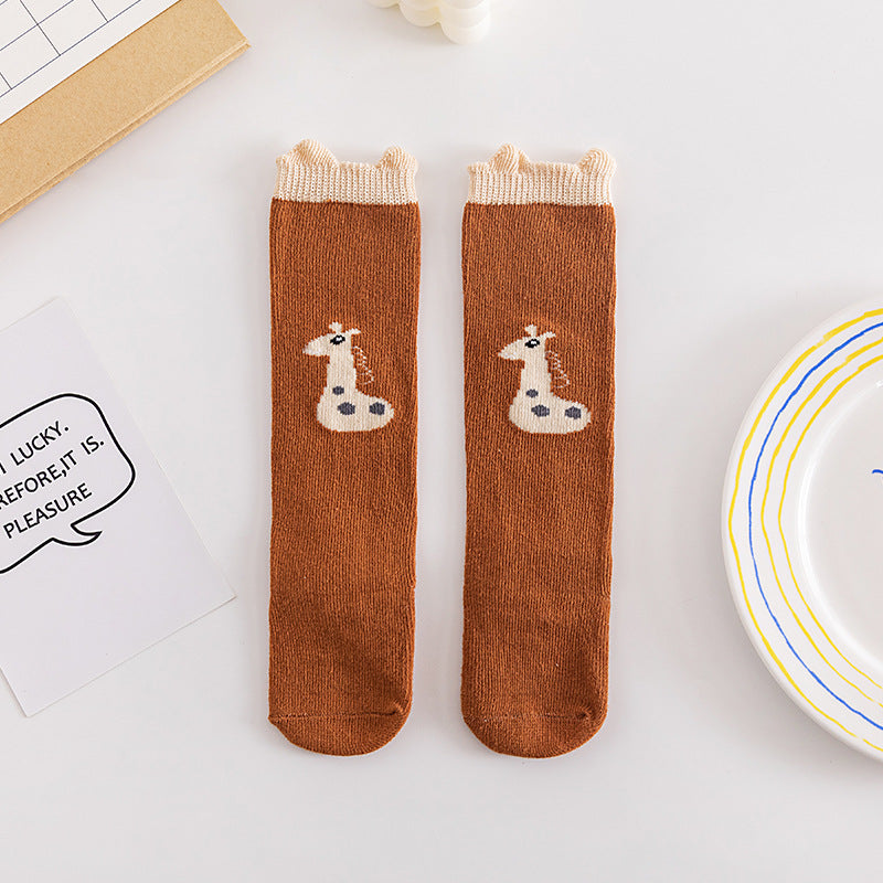 Baby Animal Stereo Ears Glue Dispensing Non-slip Stockings