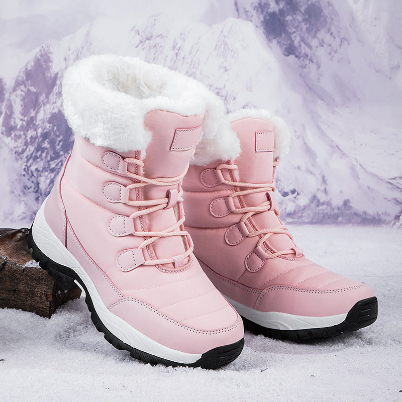 Fleece-lined Thickened Warm Wear-resistant Outdoor Hiking Shoes