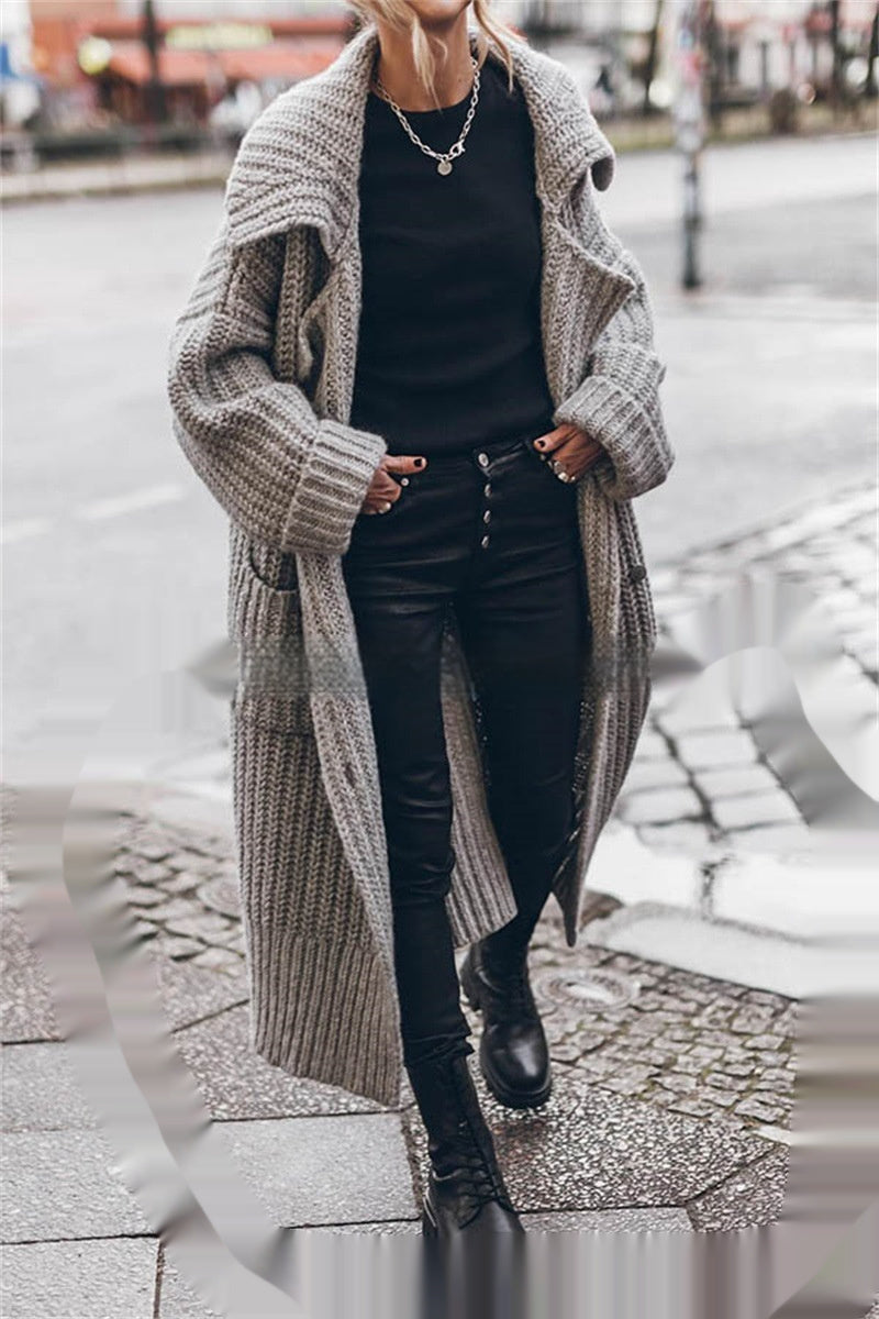 Large Lapel Knitted Cardigan Coat Sweater