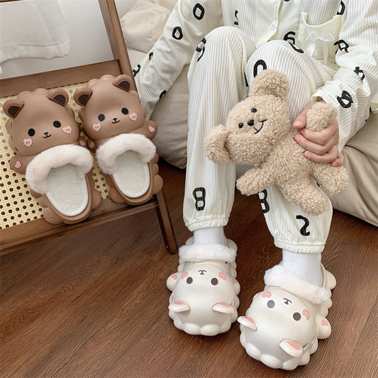 Winter Warm Thick Bottom Home Cotton Slippers