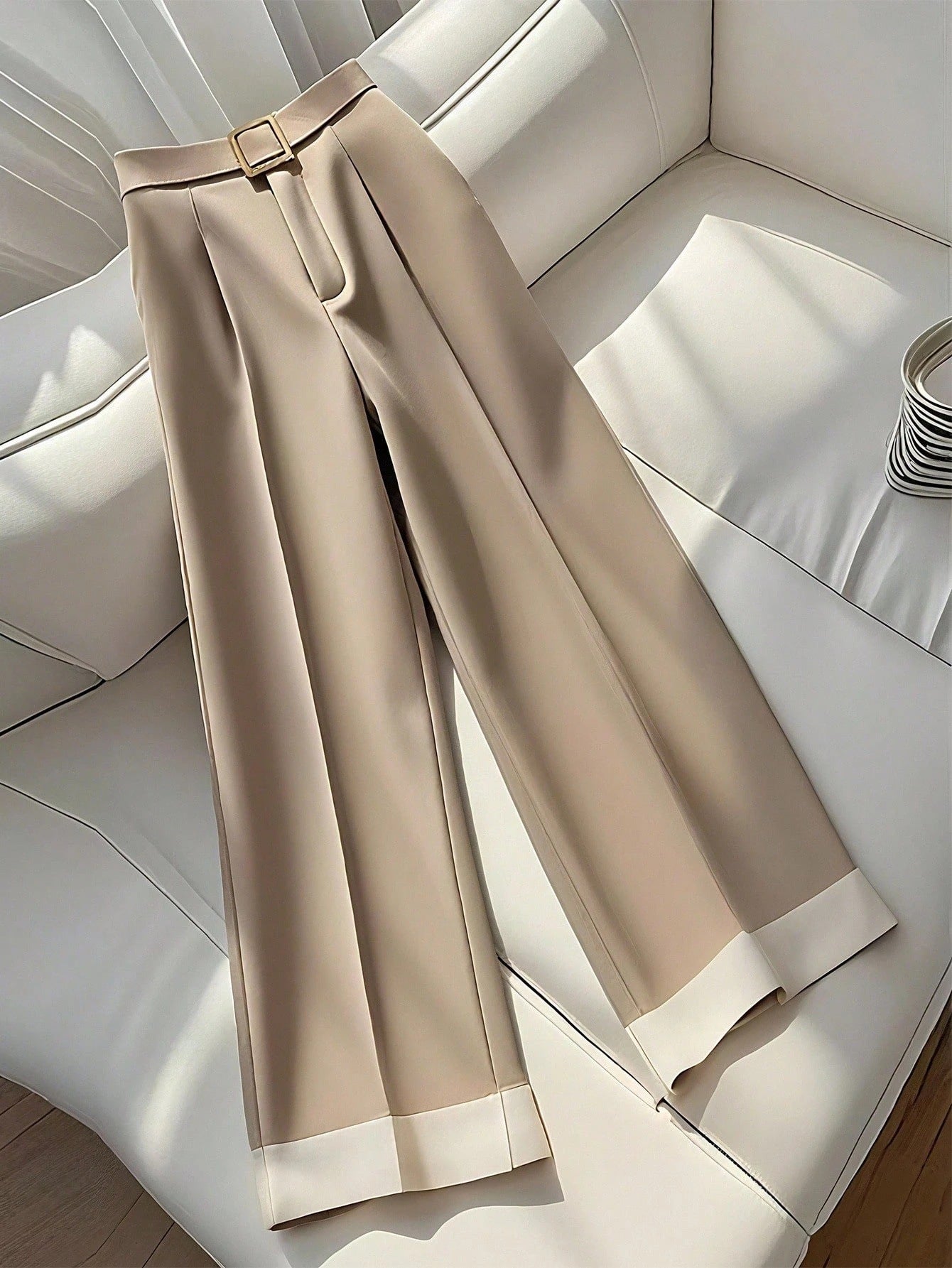 Retro Khaki Design Casualbukser til Kvinder – Efterår