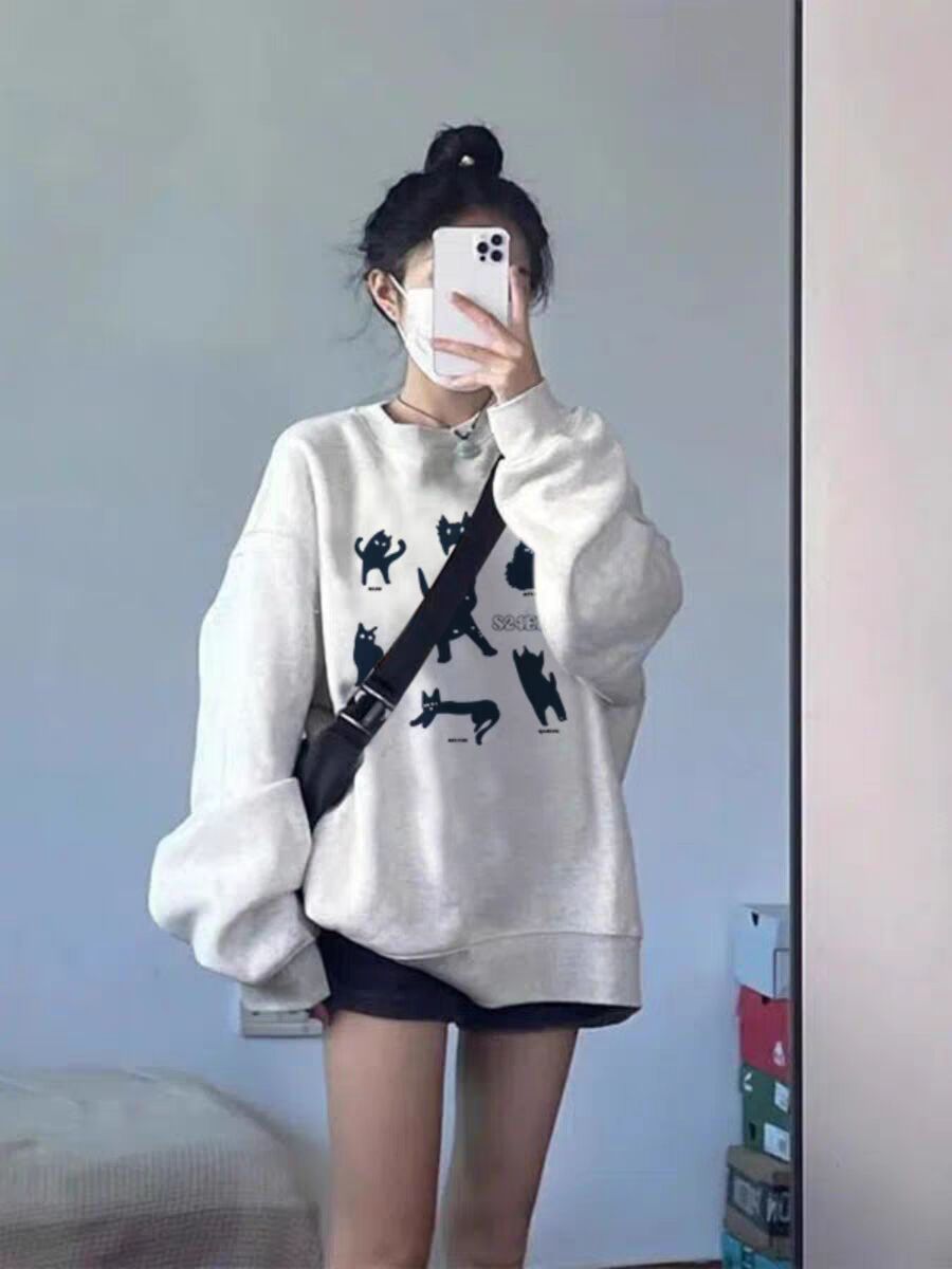Round Neck All-matching Sweater Loose Long Sleeve Thin Top
