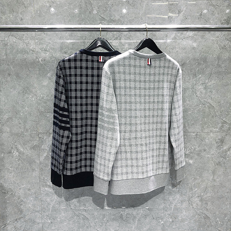 Striped Men's And Women's Capless Long-sleeve Sports Top