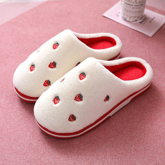 Winter Cotton Slippers Female Fruit Home Warmth Thick Bottom