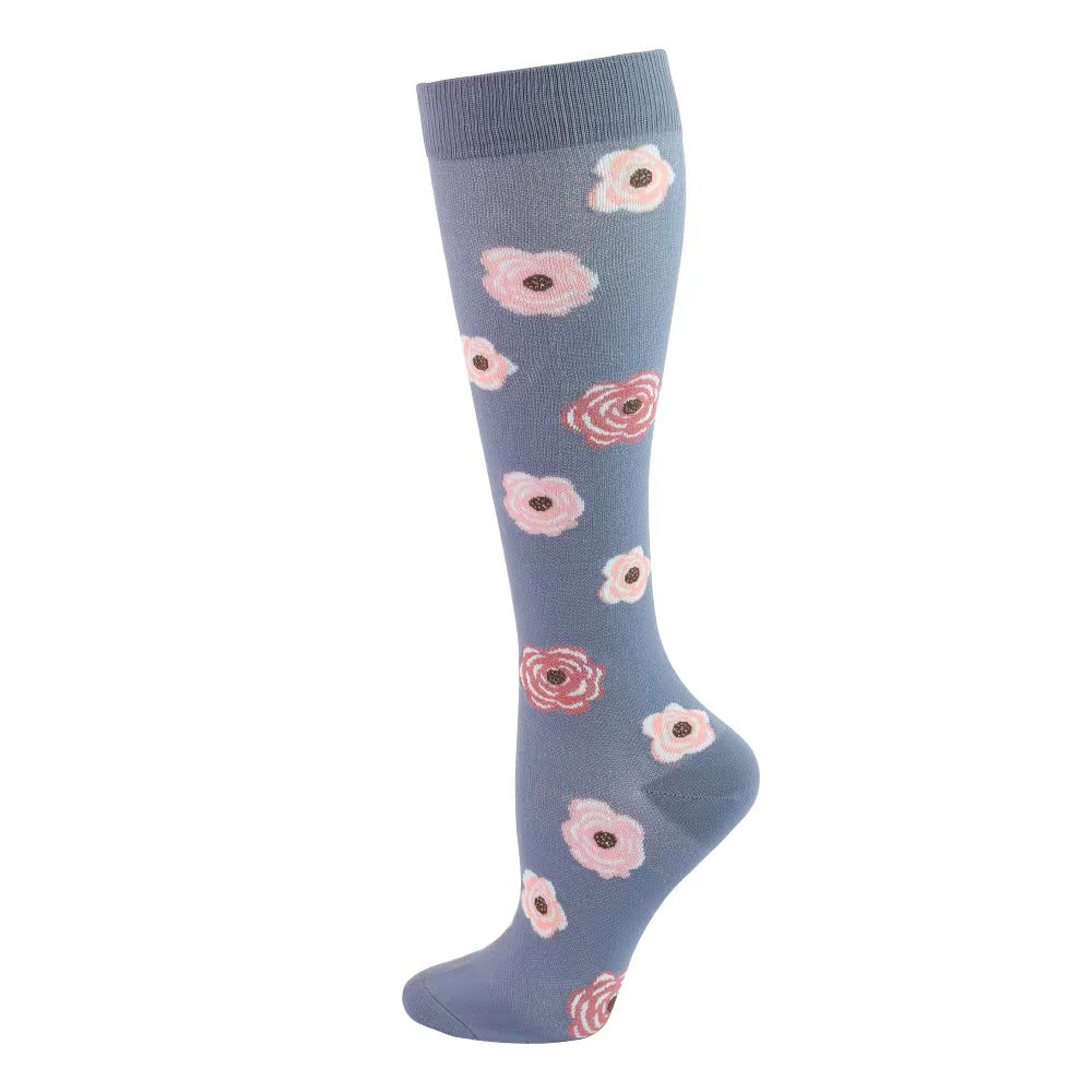 Sports Pressure Spring Flower Elastic Stockings