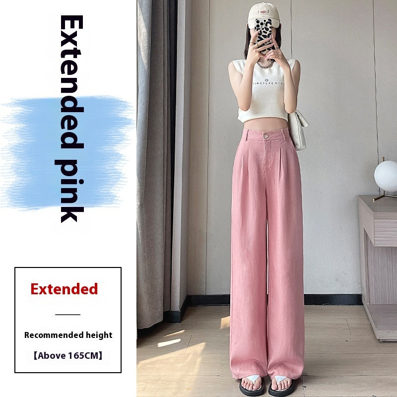 Linen Wide-leg Pants Ice Silk High Waist Straight Casual Pants