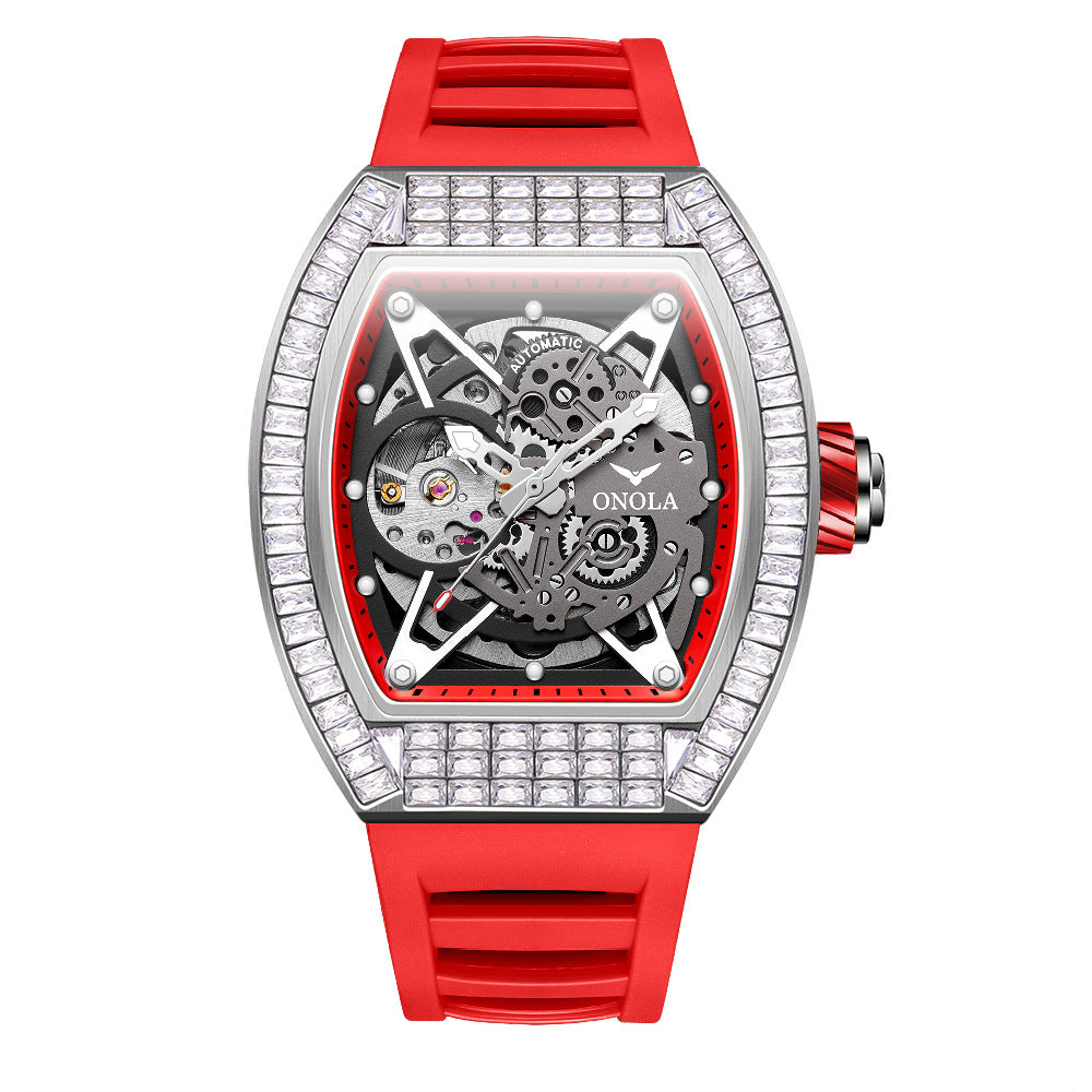Hollow Automatic Mechanical Watch Men's Silicone Band Waterproof