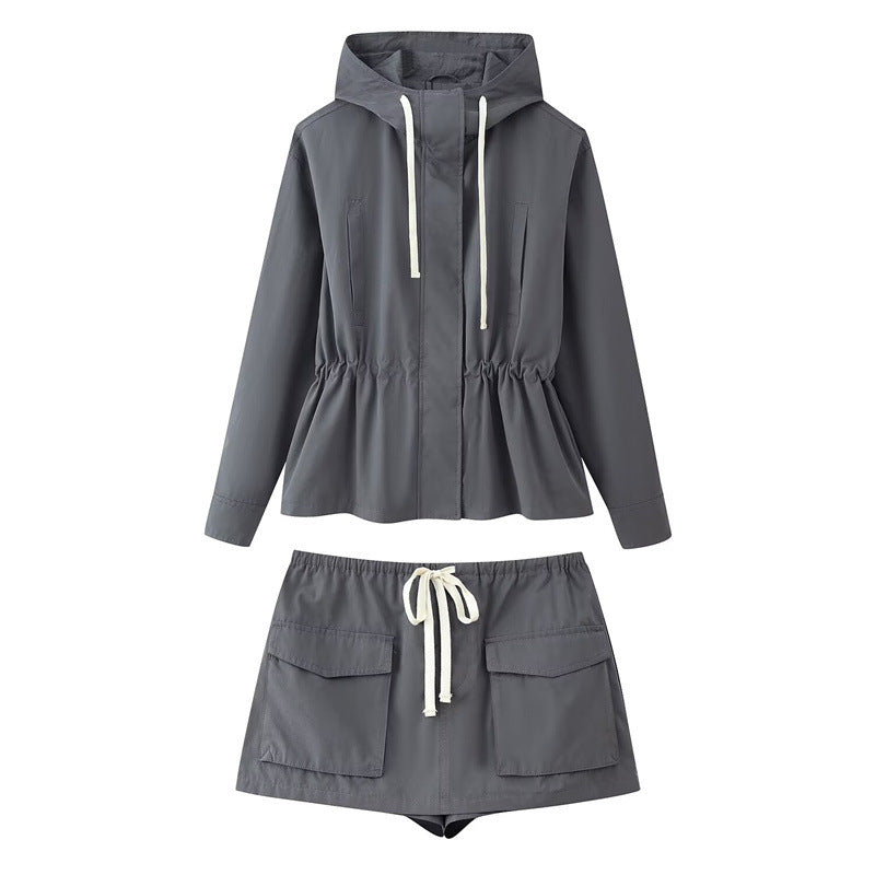 Kvinders Pendlerstil All-match Hættejakke Overalls Culottes