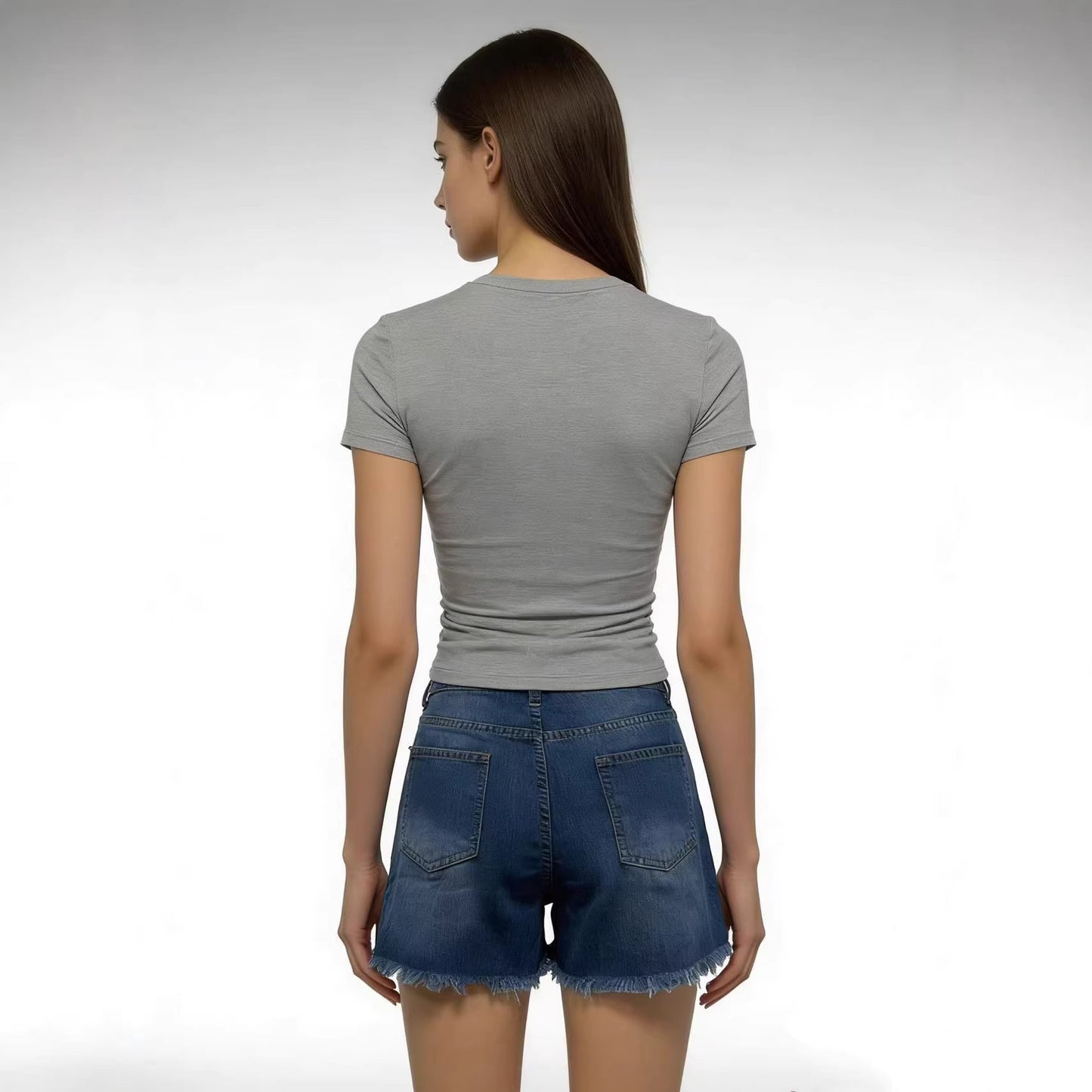 Ripped Monkey-Style Fringe Casual EuropeanAmerican-Style Denim Shorts