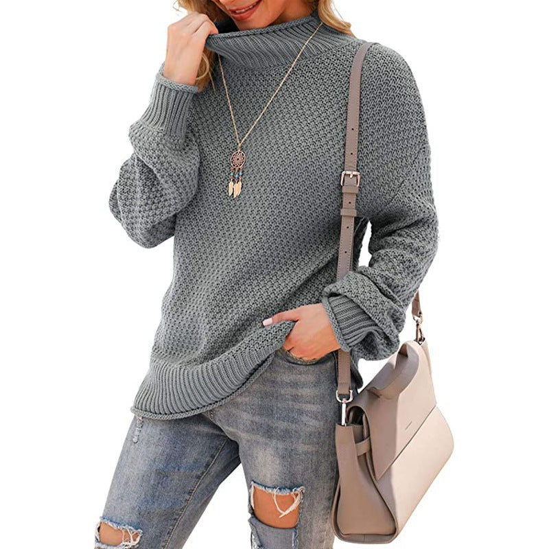 Half Turtleneck Plus Size Batwing Long Sleeve Pullover Loose Sweater