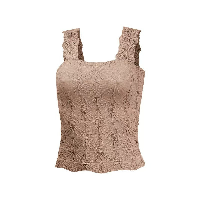 Women's Pleated Figure-flattering Square-neck Camisole