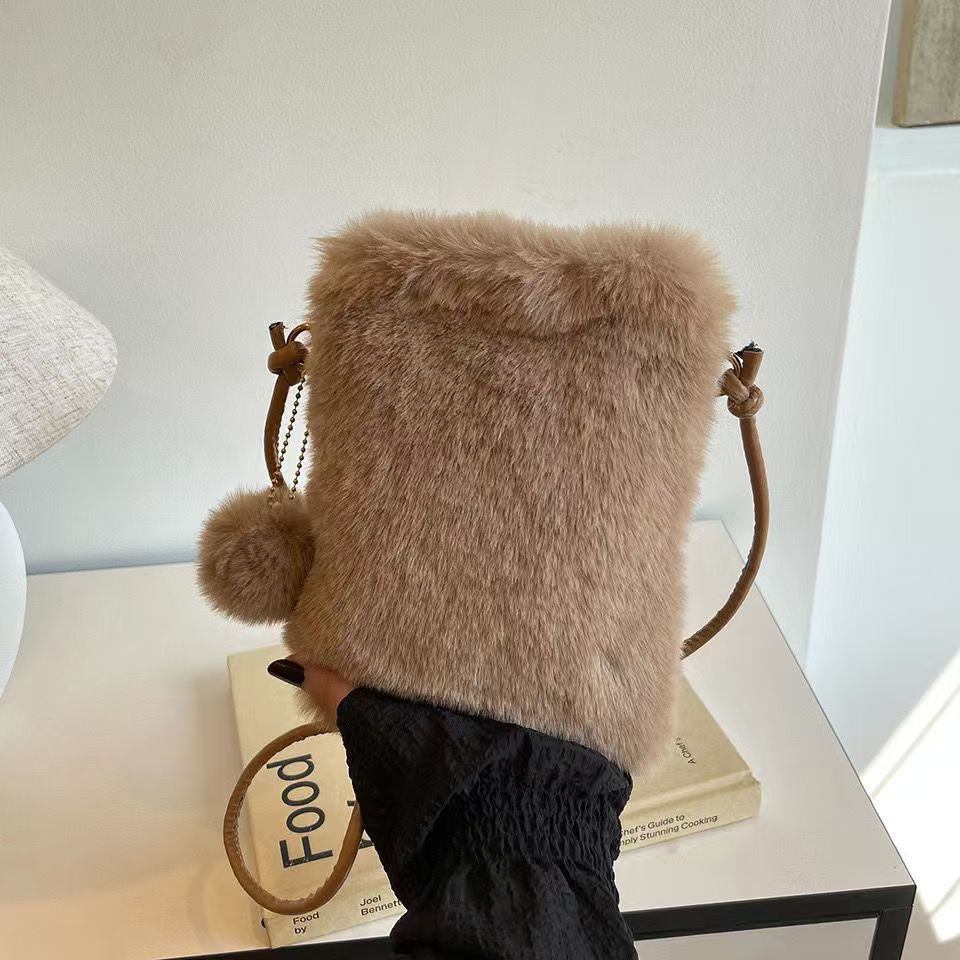 Solid Color Plush All-match Crossbody Coin Purse